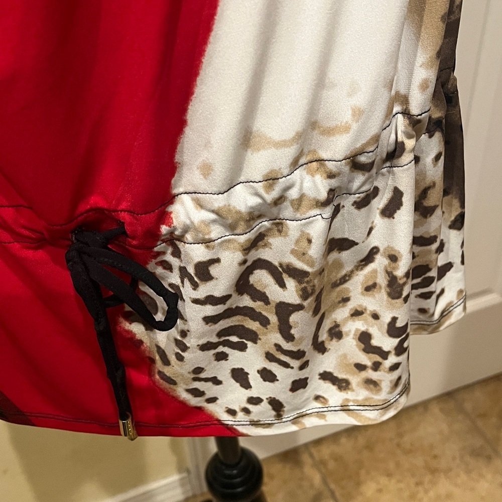 Calvin Klein Red and Brown Leopard Print Blouse - Picture 3 of 5
